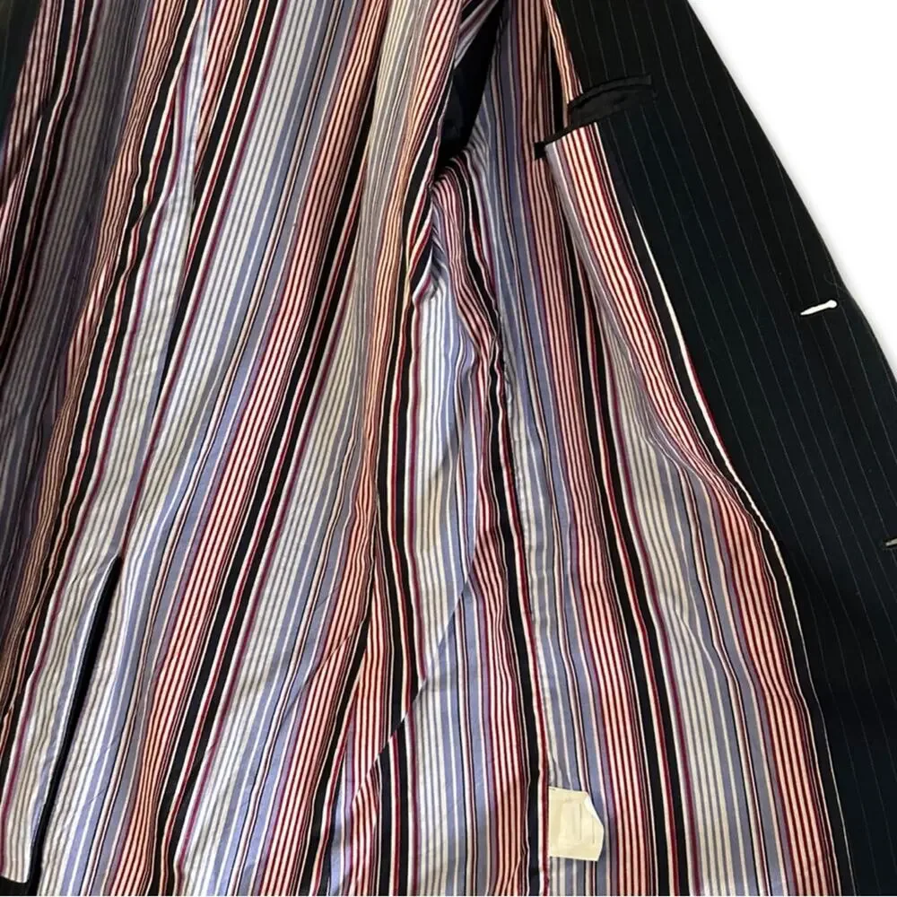 Authentic Icon Navy Pinstripe Blazer Large Sport Coat